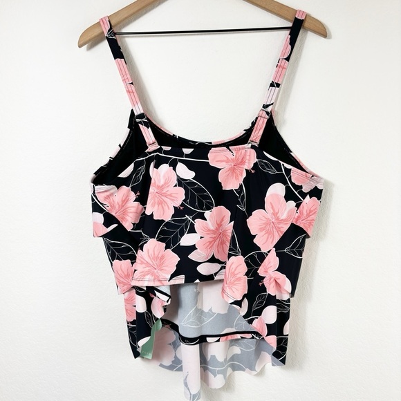 BEAUTIKINI FLORAL PINK BLACK PRINT SWIMMING PLUS SIZE TANKINI 20W BRAND NEW - Picture 3 of 5